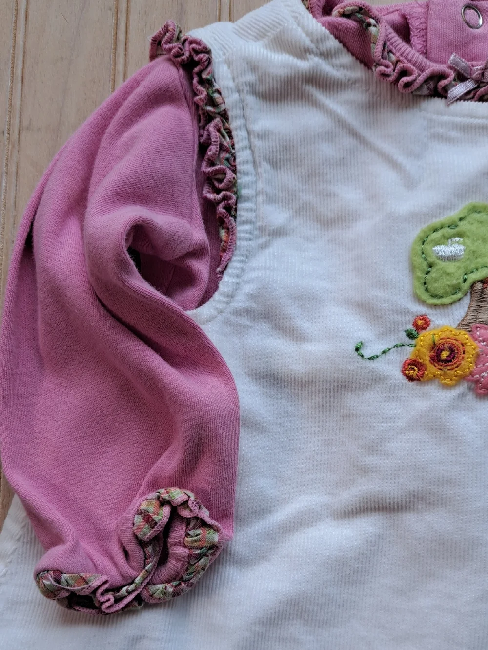 The Children's Place Corduroy Embroidered Ruffle Dress Top Set Shabby Chic